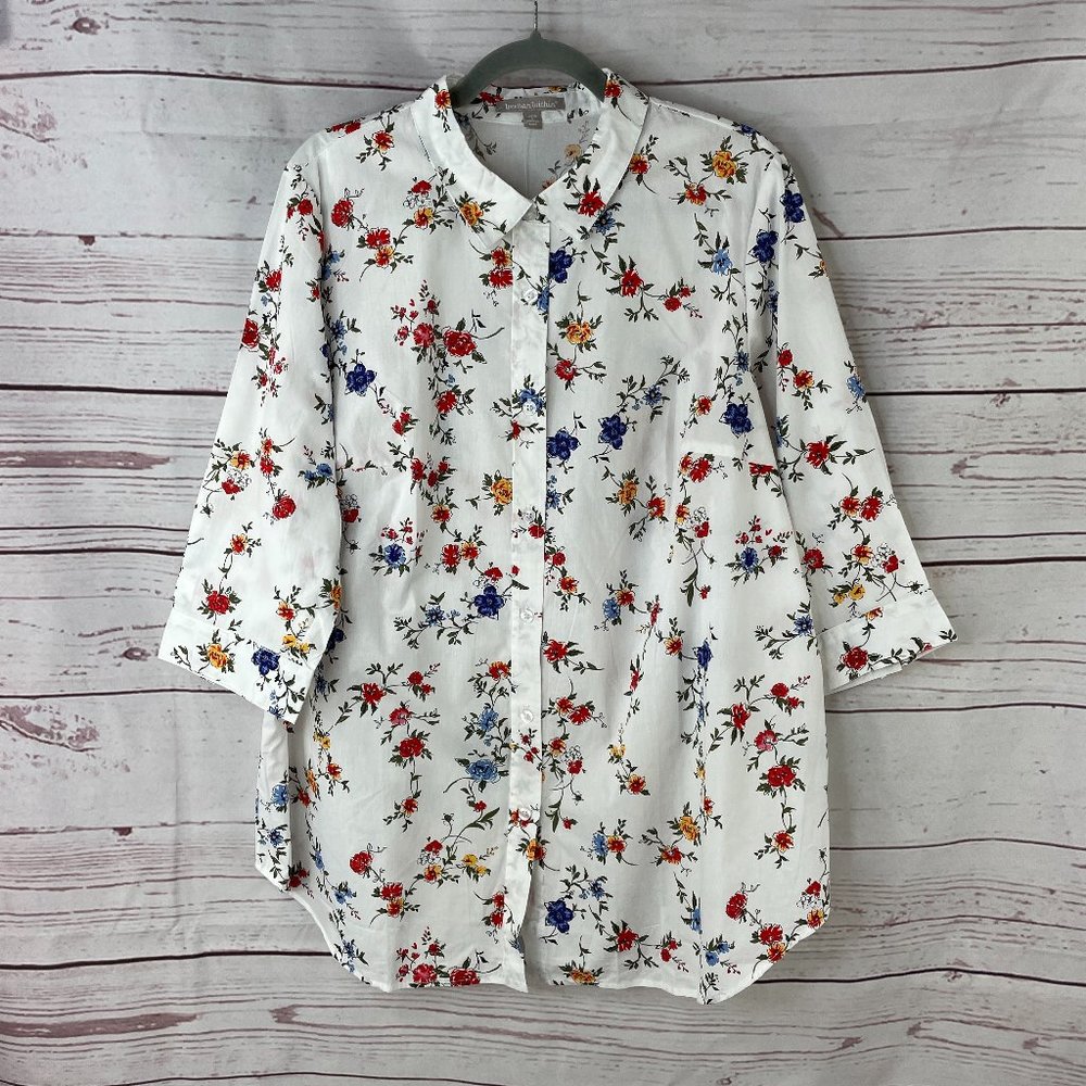 Woman Within Printed Three-Quarter Sleeve Shirt - Picture 2 of 11